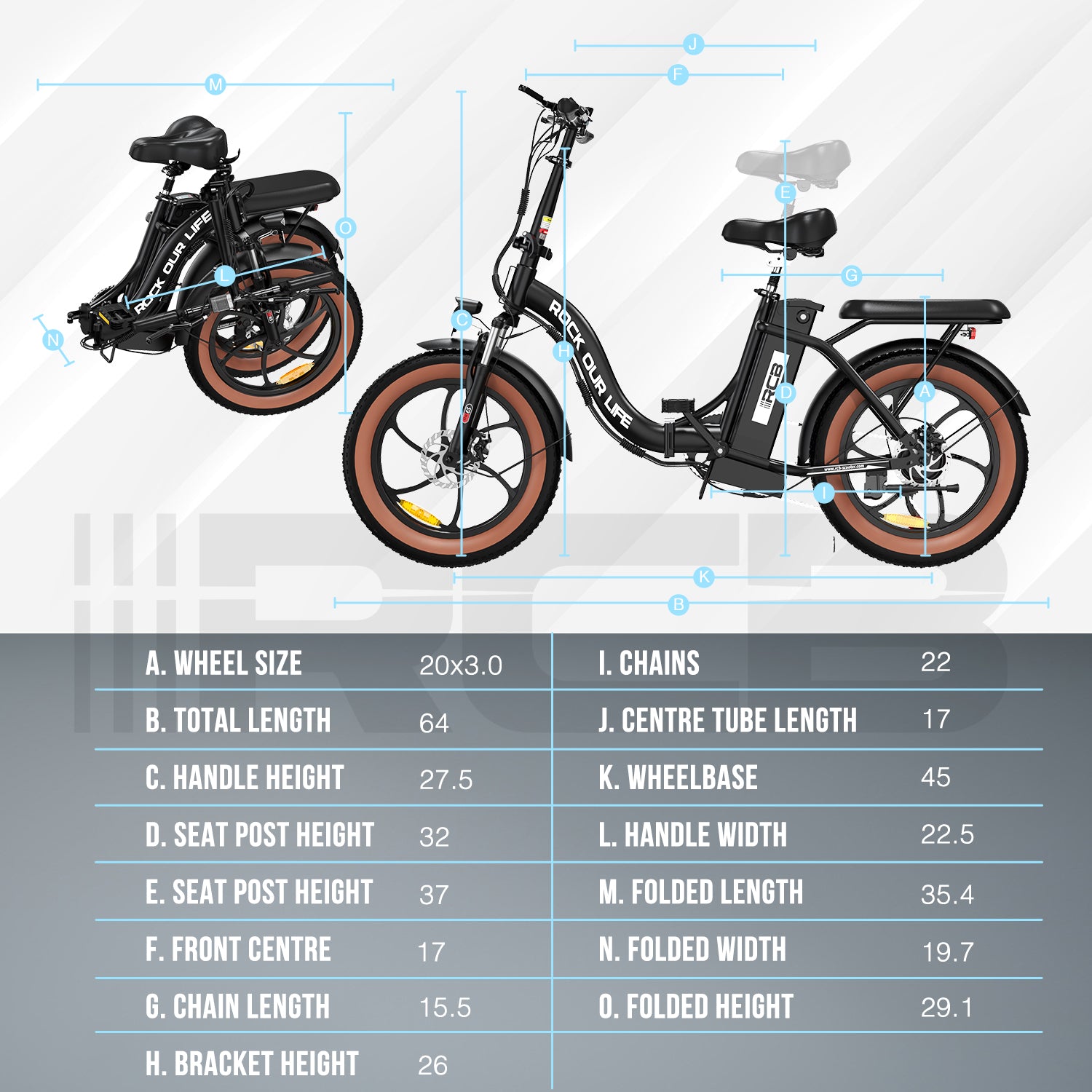 Vélo électrique pliant à gros pneus RCB RK6S (RCB E BIKE)