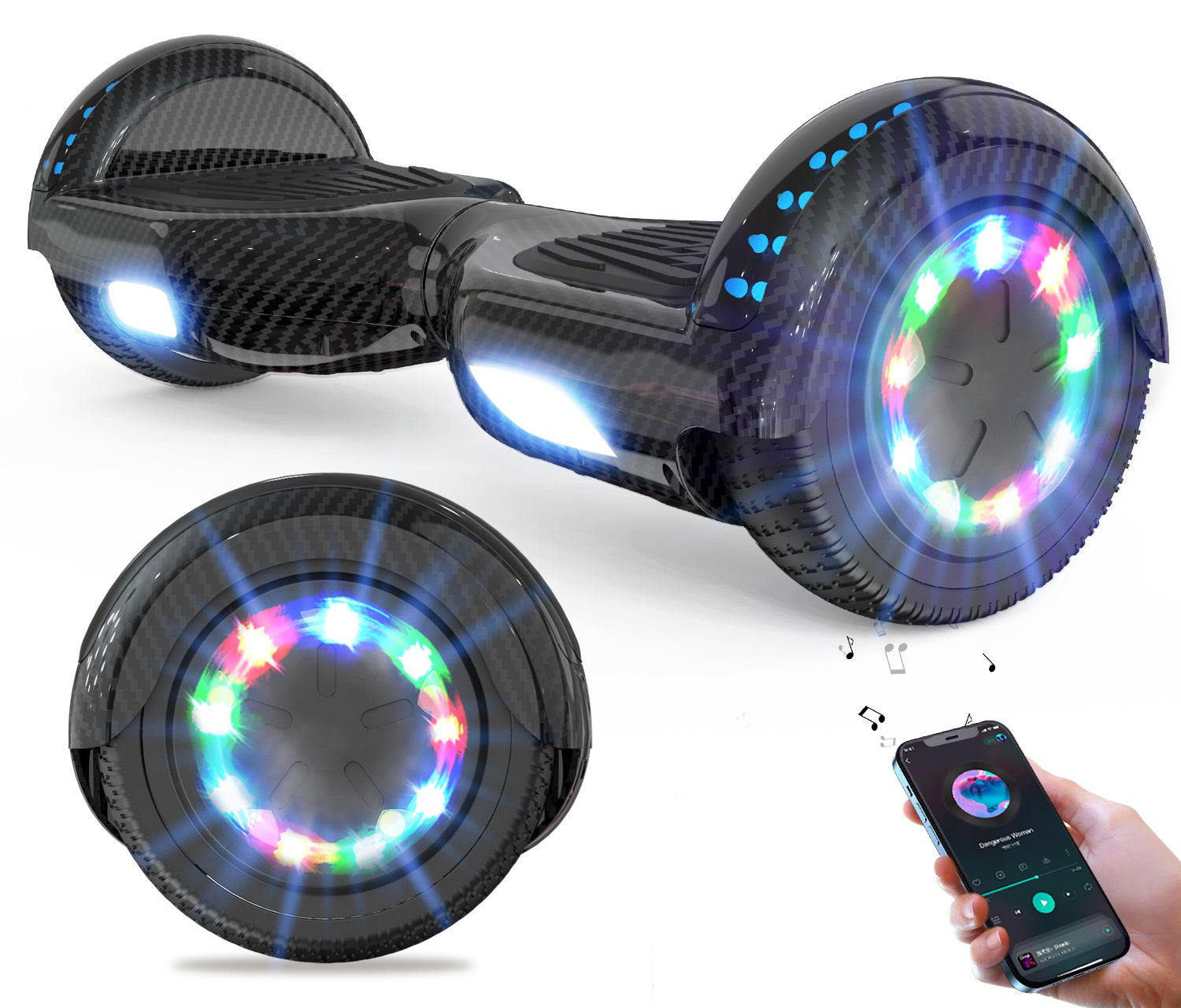 RCB JD6 Hoverboards 6,5 Zoll Skateboard Kinder (Kommt mit fünffarbigen LED-Leuchten)