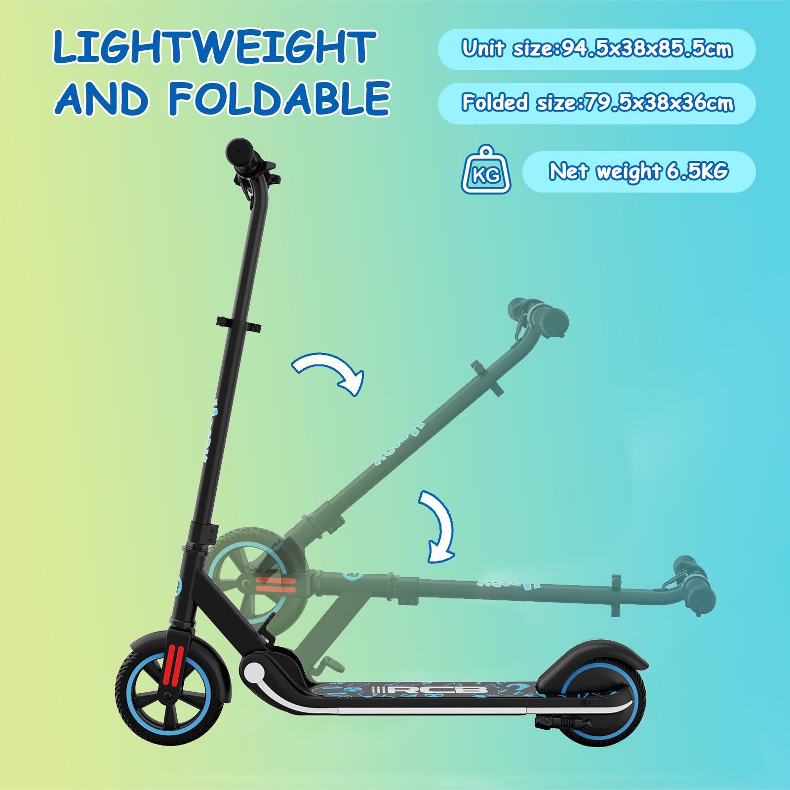 Trottinette électrique RCB R11 pour enfants de 6 à 15 ans